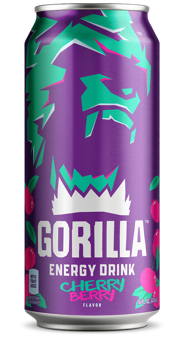 Gorilla Energy Drink, Cherry Berry, 16oz Cans (12 Pack)