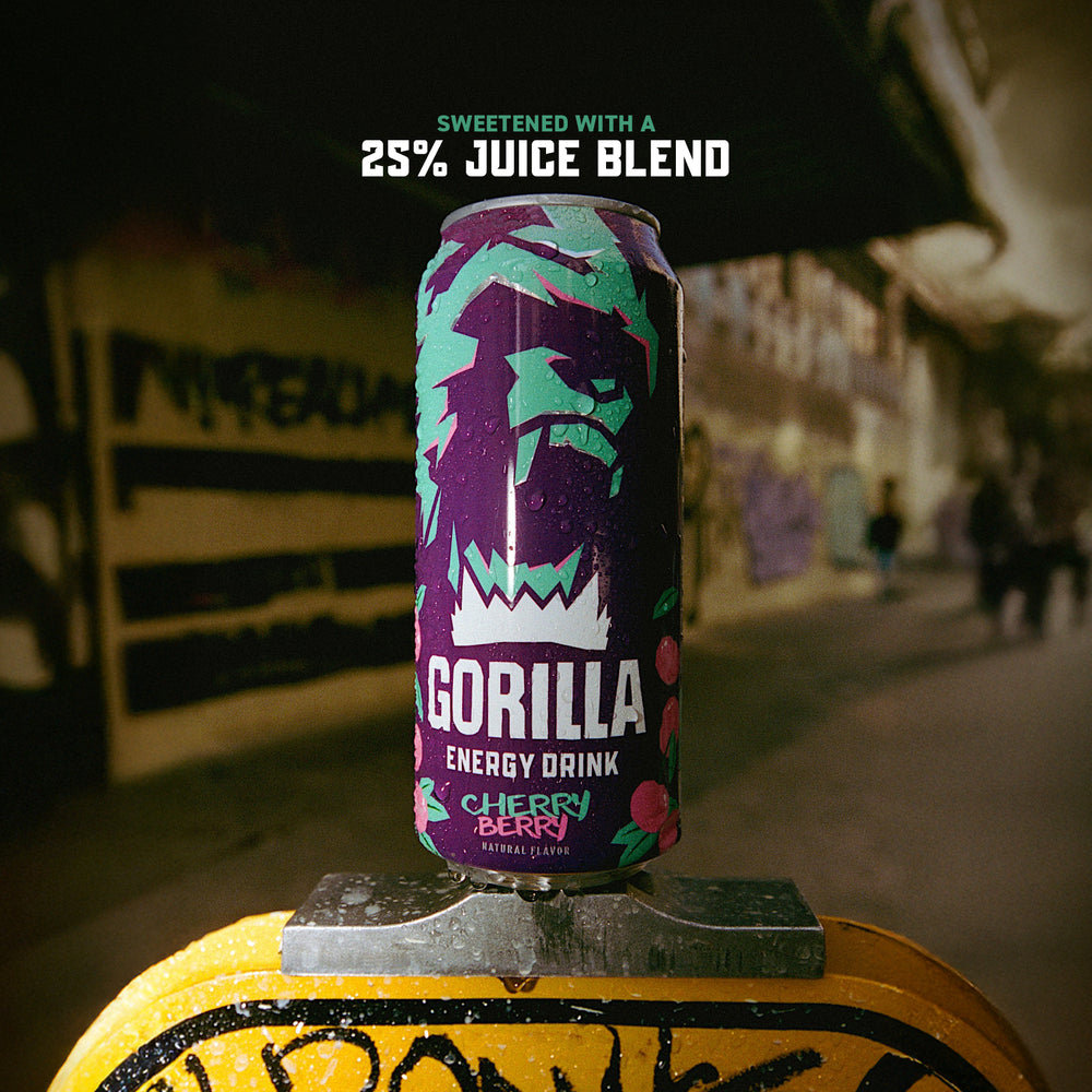 Gorilla Energy Drink, Cherry Berry, 16oz Cans (12 Pack)