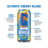 Gorilla Energy Drink, Mango Coconut, 16oz Cans (12 Pack)