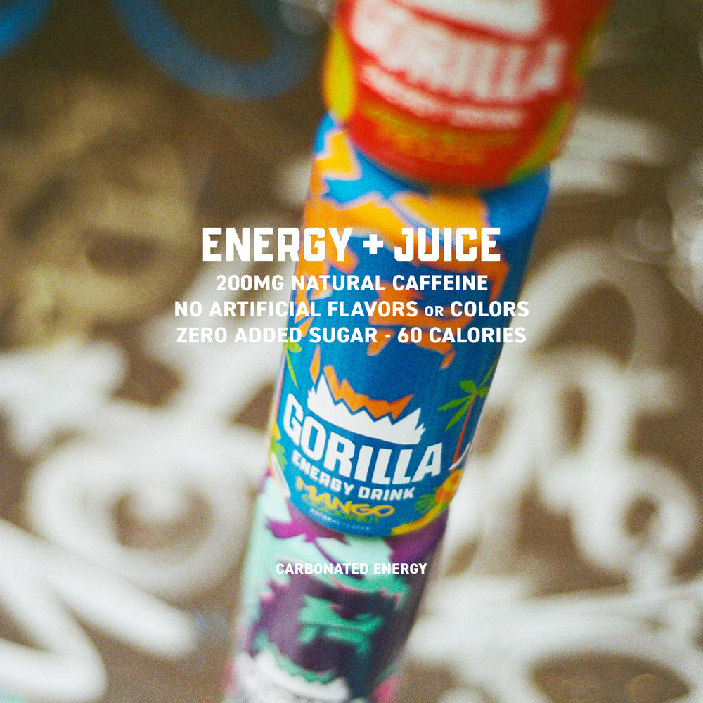 Gorilla Energy Drink, Mango Coconut, 16oz Cans (12 Pack)