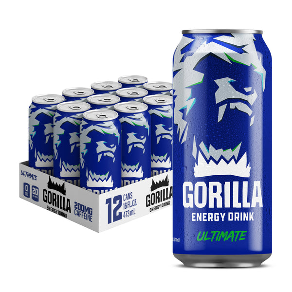 Gorilla Energy Drink, Ultimate Energy, 16oz Cans (12 Pack)
