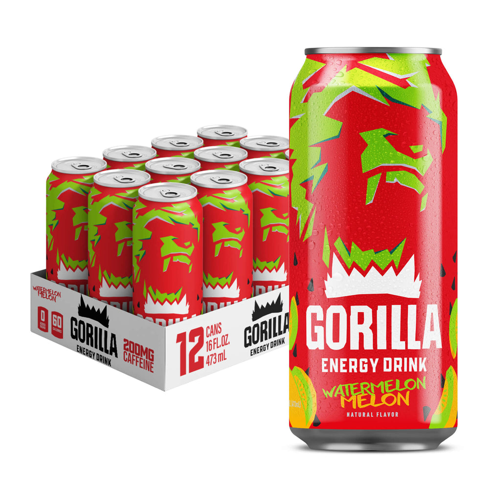Gorilla Energy Drink, Watermelon Melon, 16oz Cans (12 Pack)