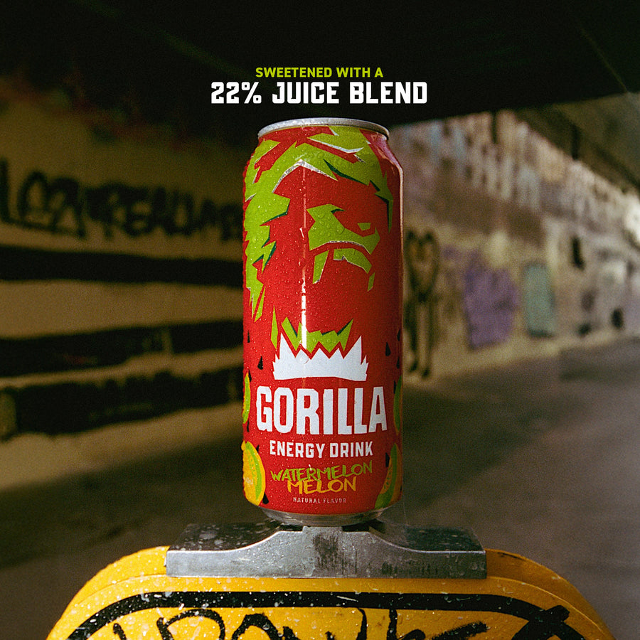 Gorilla Energy Drink, Watermelon Melon, 16oz Cans (12 Pack)