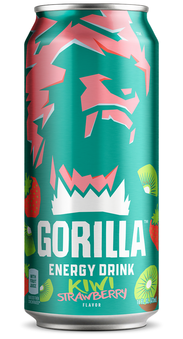 Gorilla Energy Drink, Kiwi Strawberry, 16oz Cans (12 Pack)