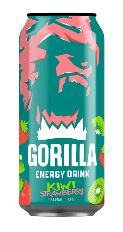 Gorilla Energy Drink, Kiwi Strawberry, 16oz Cans (12 Pack)