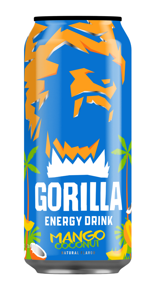 Gorilla Energy Drink, Mango Coconut, 16oz Cans (12 Pack) Image