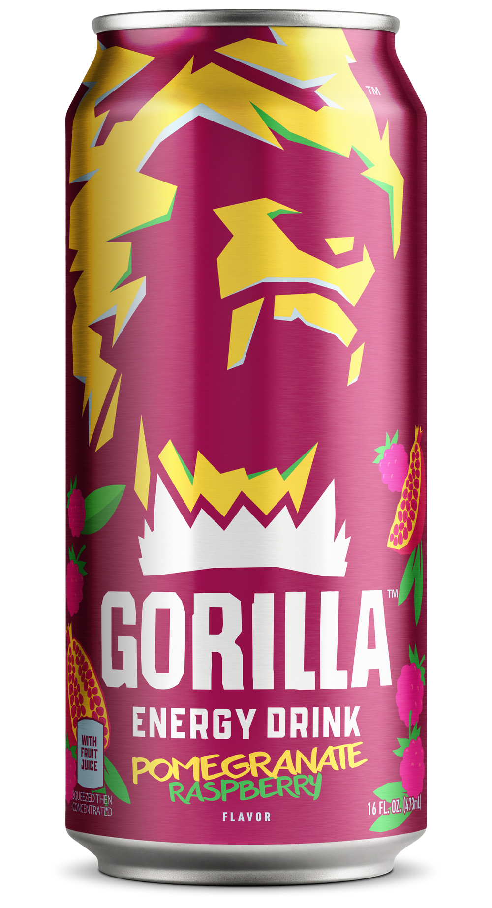 Gorilla Energy Drink, Pomegranate Raspberry, 16oz Cans (12 Pack)