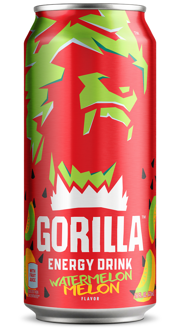 Gorilla Energy Drink, Watermelon Melon, 16oz Cans (12 Pack)
