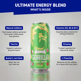 Gorilla Energy Drink, Lychee Pear, 16oz Cans (12 Pack)
