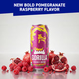 Gorilla Energy Drink, Pomegranate Raspberry, 16oz Cans (12 Pack)