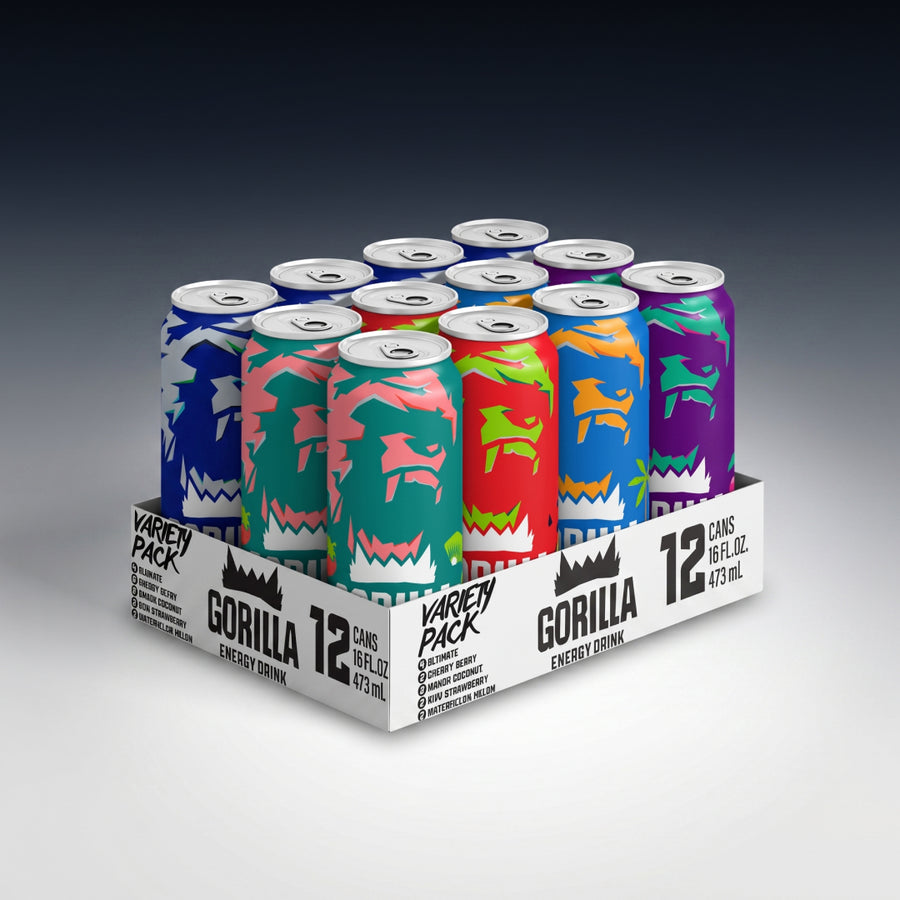 Gorilla Energy Drink, Variety Pack, 16oz Cans (12 Pack)