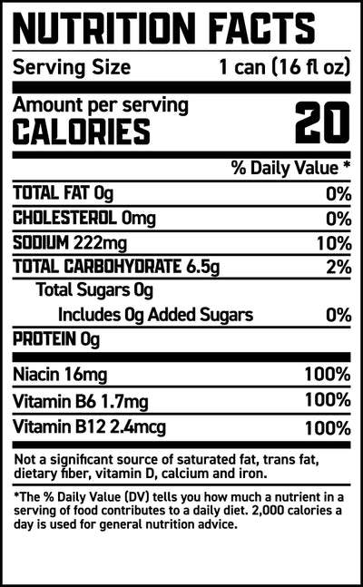 Nutrition Facts for Gorilla Energy Drink, Ultimate Energy, 16oz Cans (12 Pack)