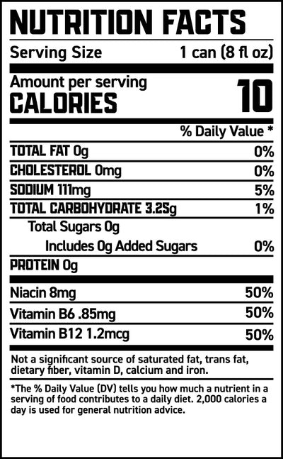 Nutrition Facts for Gorilla Energy Drink, Ultimate 8 oz, 8oz Cans (24 Pack)