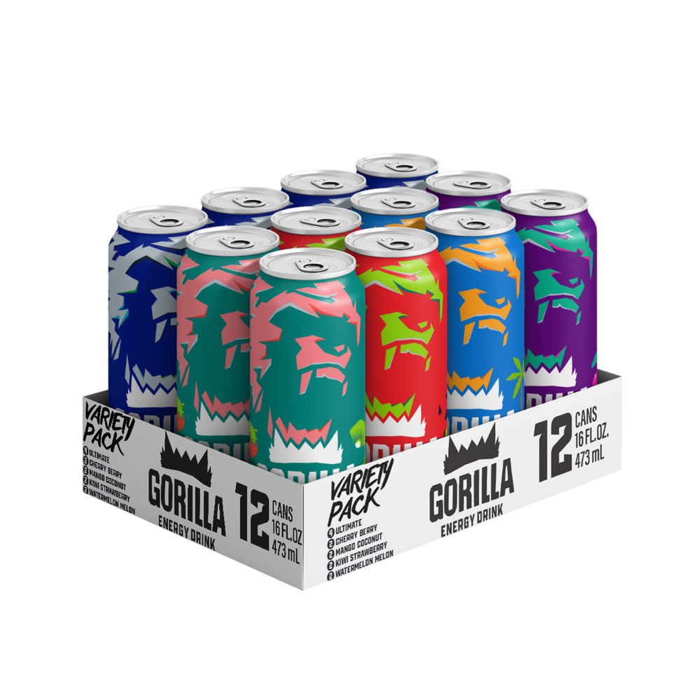 Gorilla Energy Drink, Variety Pack, 16oz Cans (12 Pack)